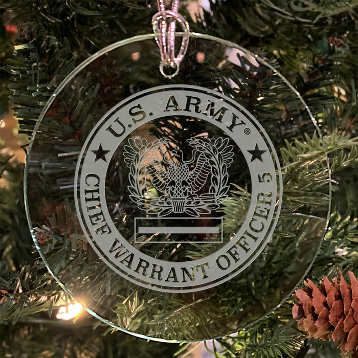 U.S. Army 'Pick Your Design' 3" Round Etched Glass Christmas Tree Ornament