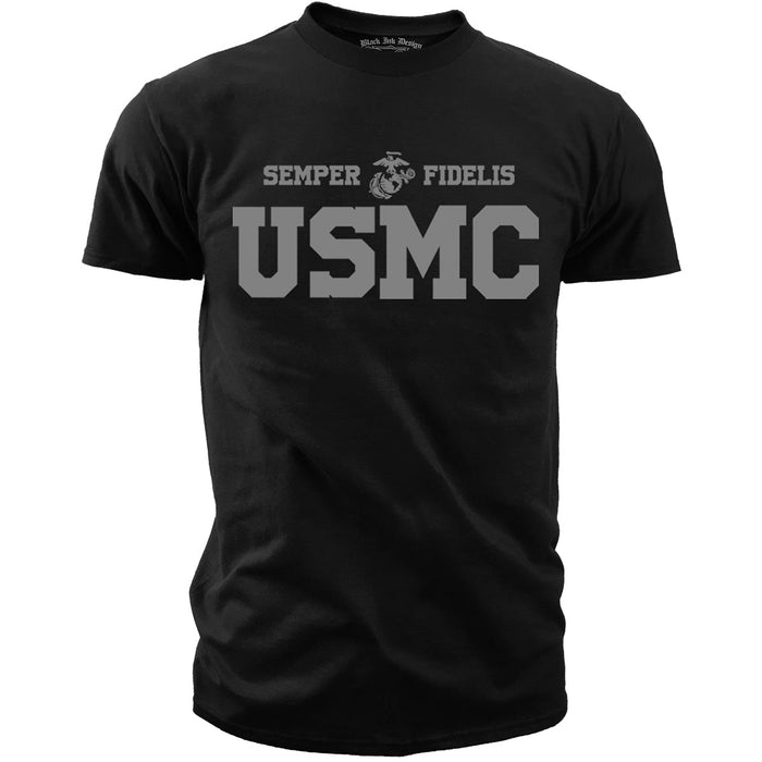 USMC T-Shirt - United States Marines Basic P/T Shirt - Black Men's Marine Corps Shirt