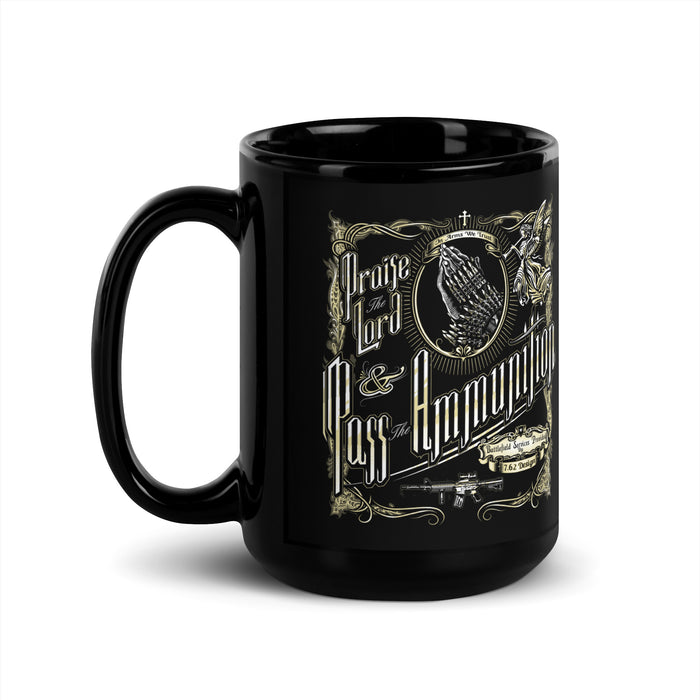 Praise The Lord & Pass The Ammo Patriotic 15oz Coffee Mug by 7.62 Design