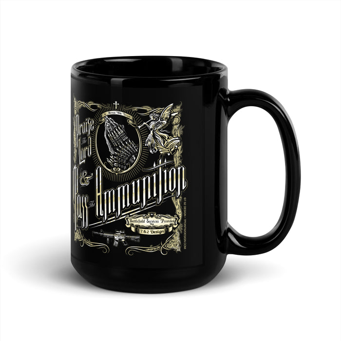 Praise The Lord & Pass The Ammo Patriotic 15oz Coffee Mug by 7.62 Design