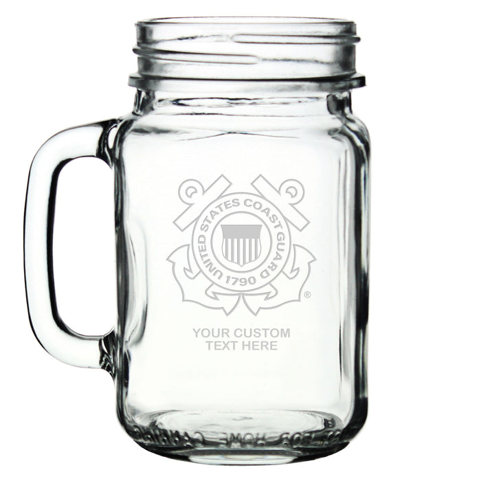 US Coast Guard Logo Personalized 16 oz. Drinking Jar