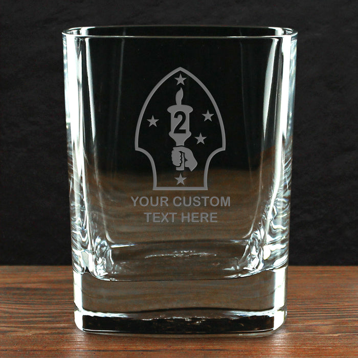 US Marine Corps 'Build Your Glass' Personalized 11.5 oz. Square Double Old Fashioned Rocks Glass