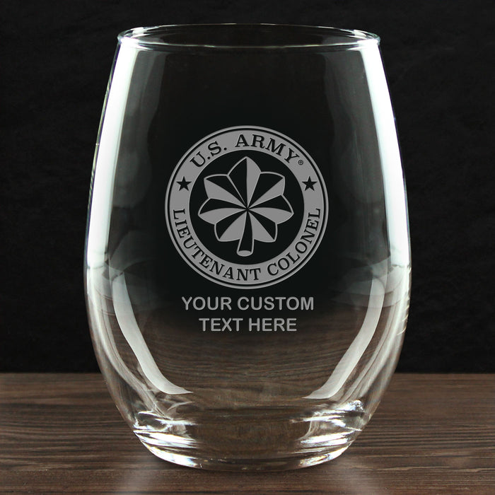 US Army 'Pick Your Design' Personalized 21 oz. Stemless Wine Glass