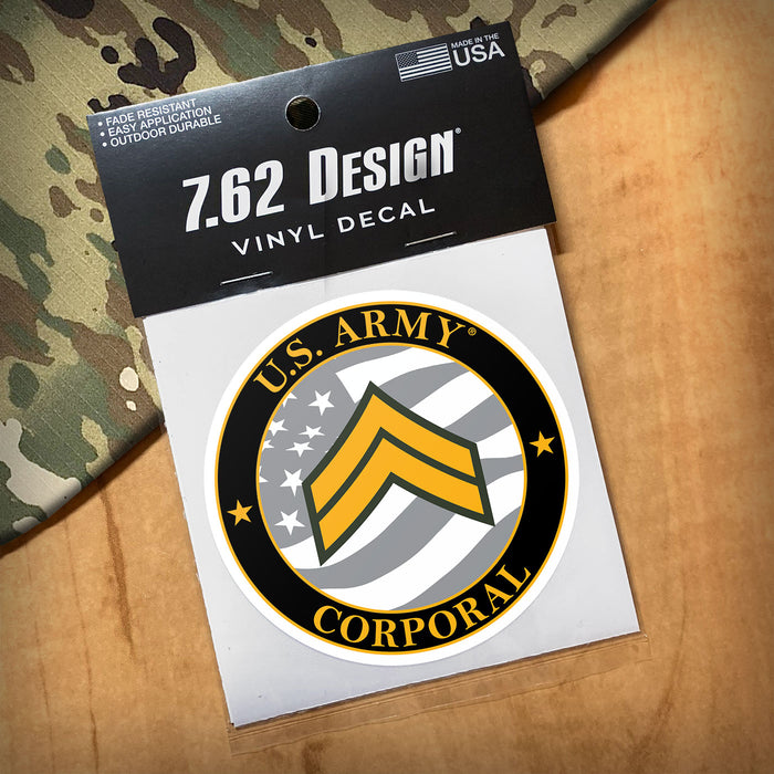 US Army E-4 Corporal 3.5" Decal by 7.62 Design