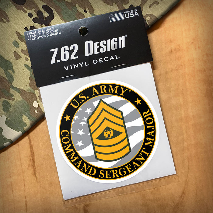 US Army E-9 Command Sergeant Major 3.5" Decal by 7.62 Design