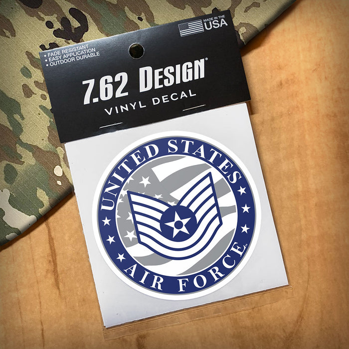 US Air Force E-6 Technical Sergeant 3.5" Decal by 7.62 Design