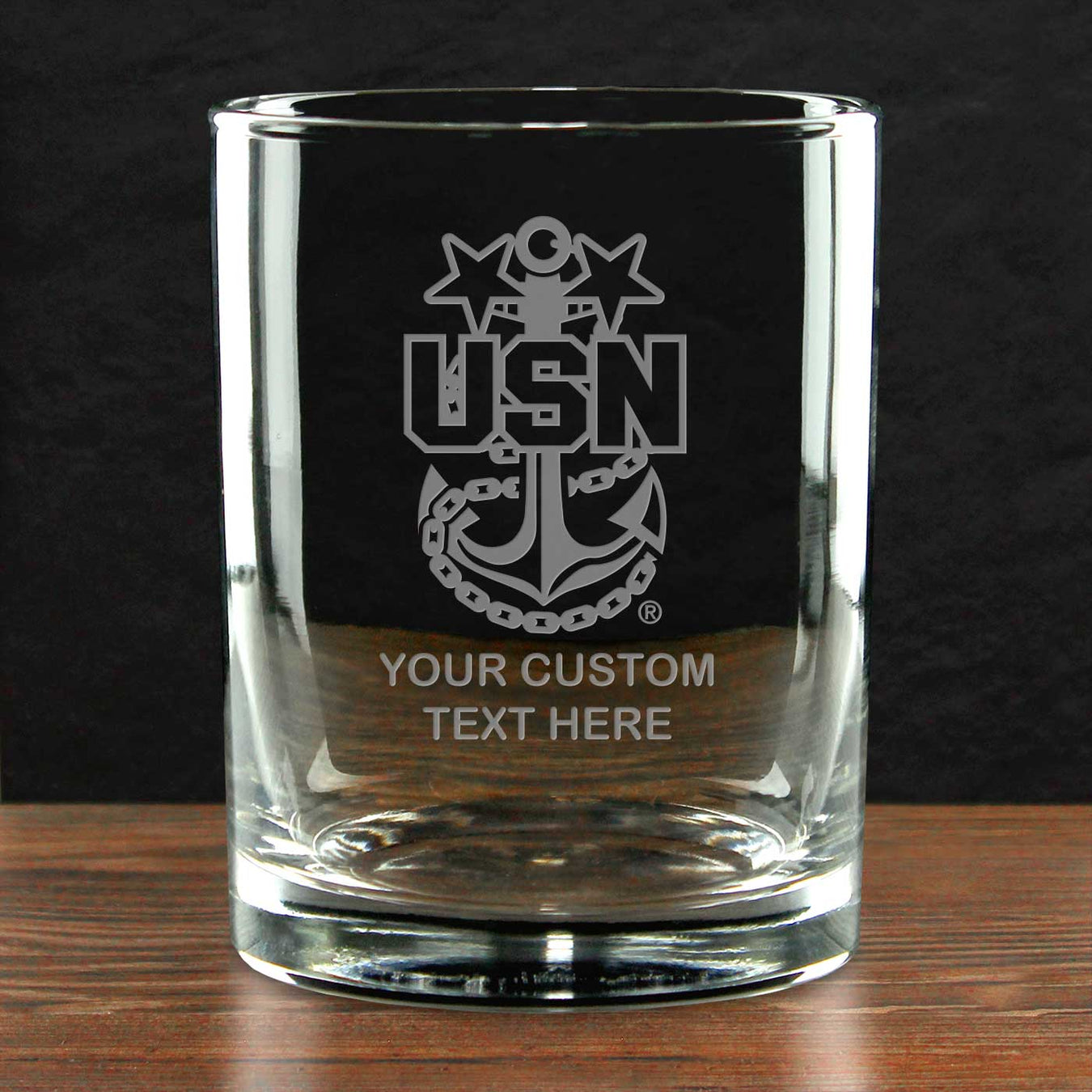 US Navy Personalized Etched Glassware