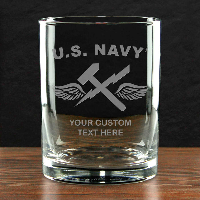 US Navy 'Pick Your Rate' Personalized 14 oz. Double Old Fashioned Glass