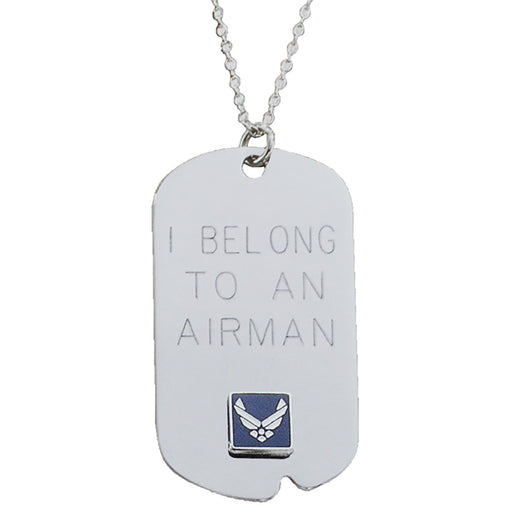 US Air Force 'I Belong' Crest Craft Dog Tag Necklace- 7.62 Design