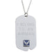 US Air Force 'I Belong' Crest Craft Dog Tag Necklace- 7.62 Design