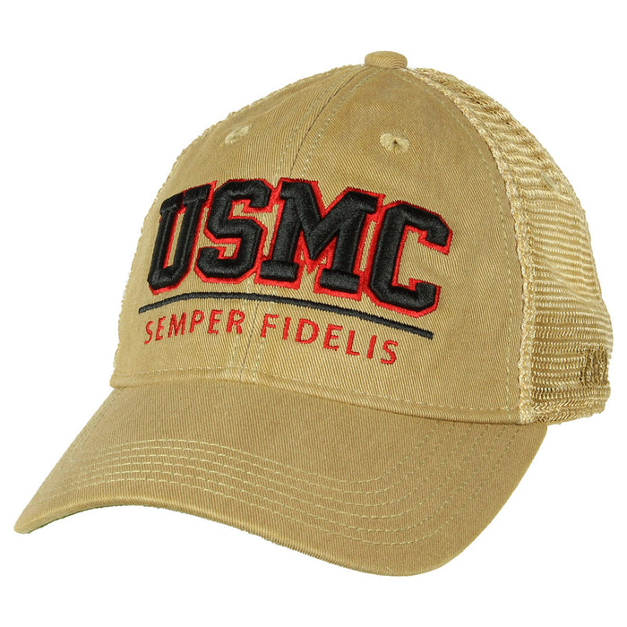 USMC 'Semper Fidelis' Vintage Trucker Hat - Khaki