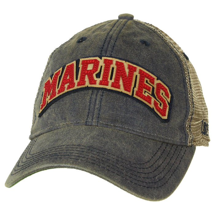 USMC Arched Semper Fi Vintage Trucker Hat - Navy Blue