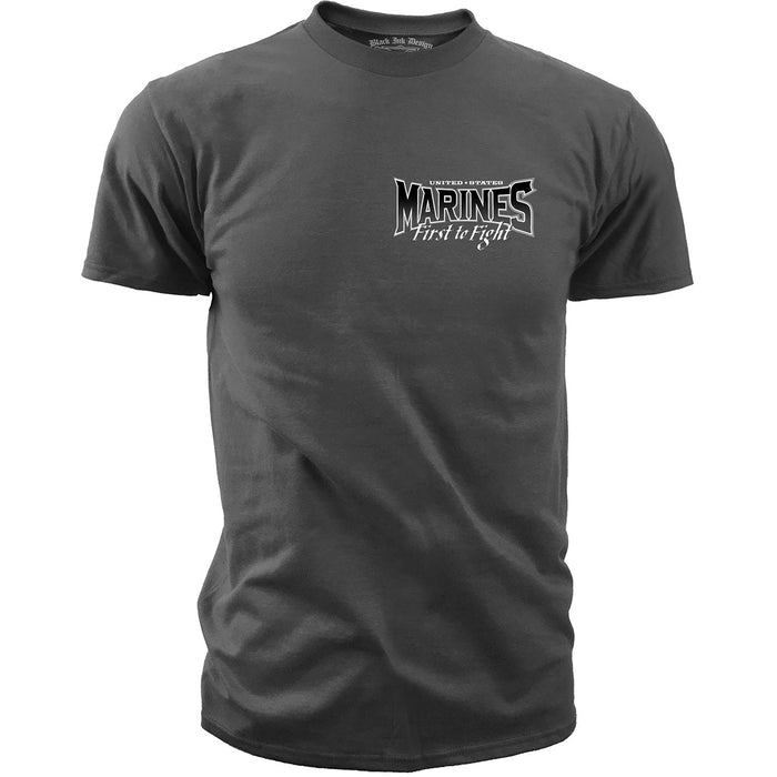 USMC First to Fight - Black Ink T-Shirt Charcoal
