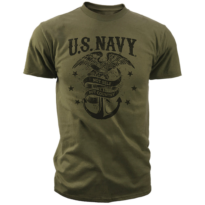 US Navy T-Shirts - Mens US Navy Not Self But Country - Navy T-Shirt