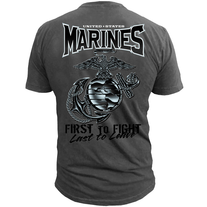 USMC First to Fight - Black Ink T-Shirt Charcoal