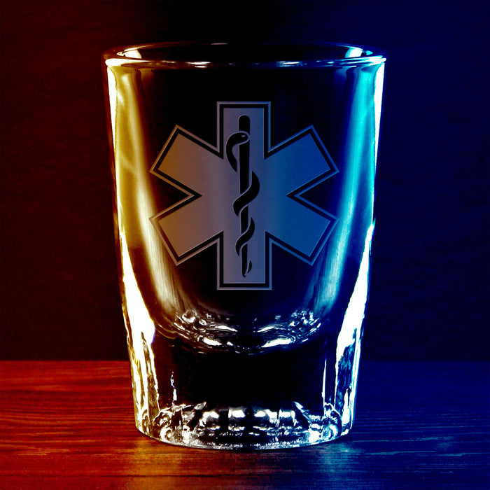 EMT Star Of Life Etched 2 oz. Shot Glass