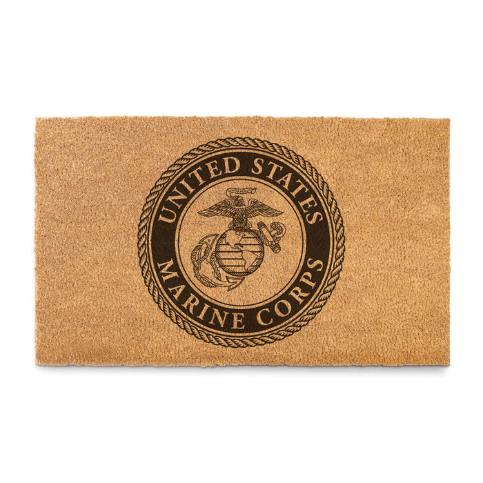 USMC Seal 18 x 30 inch Coir Doormat - Made in the USA