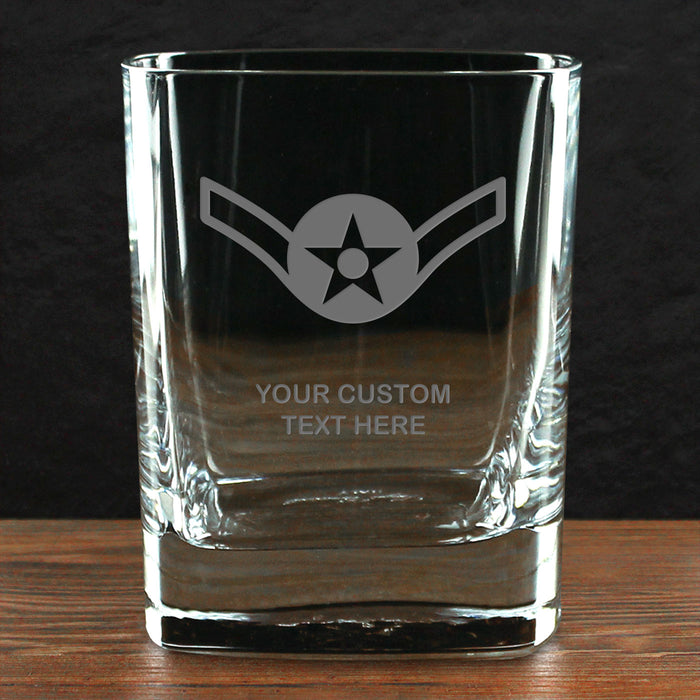 US Air Force 'Build Your Glass' Personalized 11.5 oz. Square Double Old Fashioned Glass