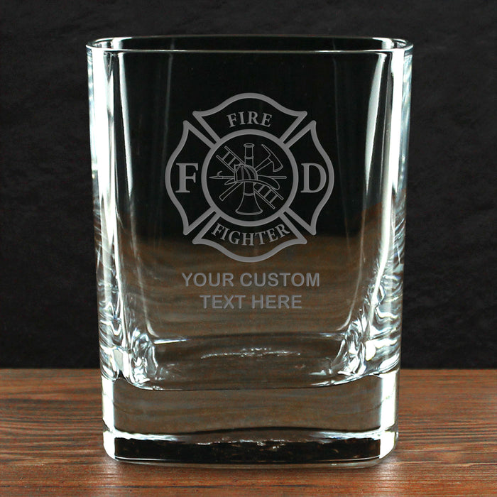 Firefighter & First Responders Personalized 11.75 oz. Square Double Old Fashioned Glass