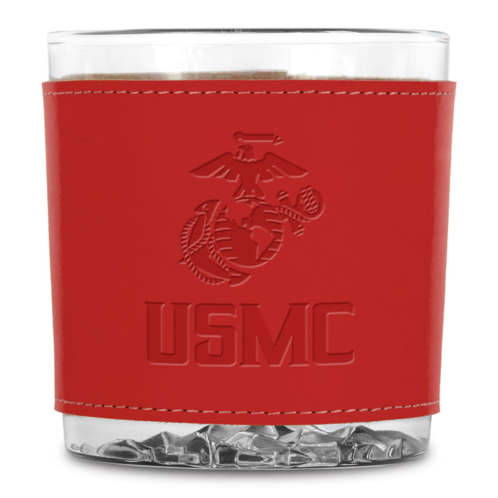 USMC Leather Wrapped Whiskey Glass