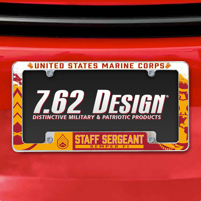 7.62 Design Marine Corps E-6 Staff Sergeant USMC License Plate Frame - Officially Licensed