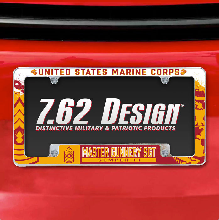 7.62 Design Marine Corps E-9 Master Gunnery Sergeant USMC License Plate Frame - Officially Licensed