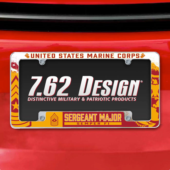 7.62 Design Marine Corps E-9 Sergeant Major USMC License Plate Frame - Officially Licensed
