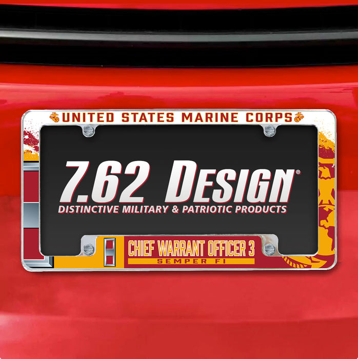 7.62 Design Marine Corps W-3 Chief Warrant Officer 3 USMC License Plate Frame - Officially License