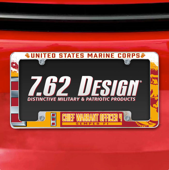 7.62 Design Marine Corps W-4 Chief Warrant Officer 4 USMC License Plate Frame - Officially License