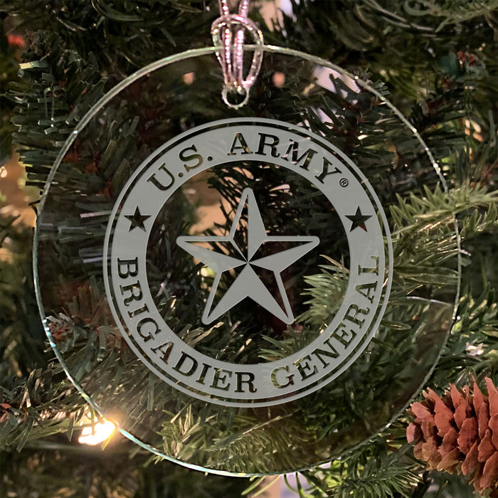 U.S. Army 'Pick Your Design' 3" Round Etched Glass Christmas Tree Ornament