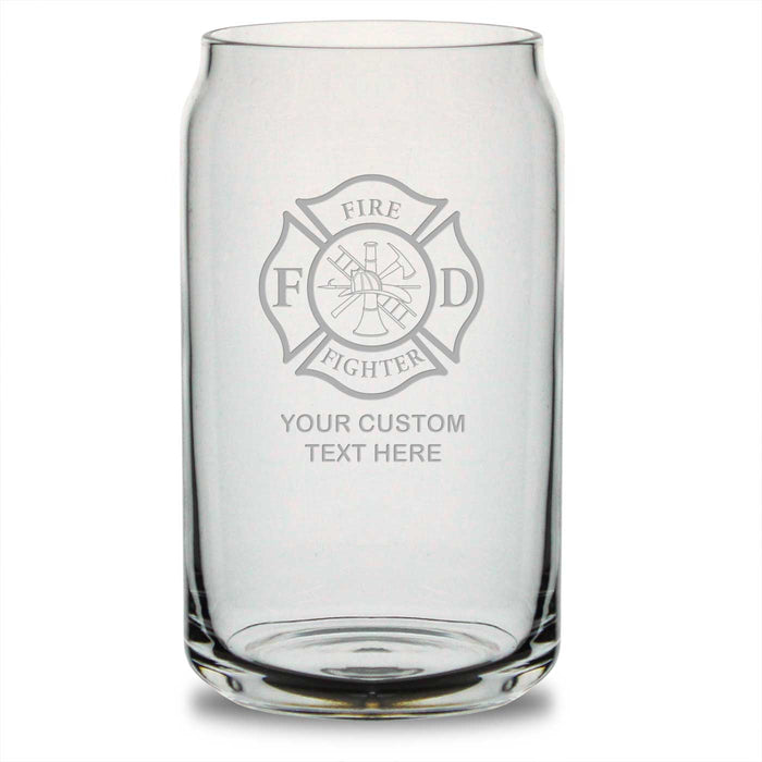 Firefighter Personalized 16 oz. Beer Can Glass
