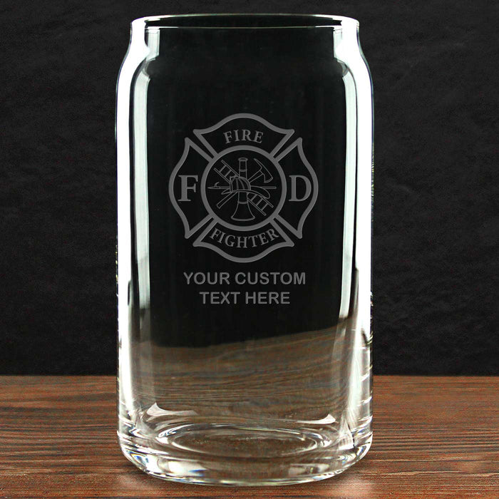 Firefighter Personalized 16 oz. Beer Can Glass