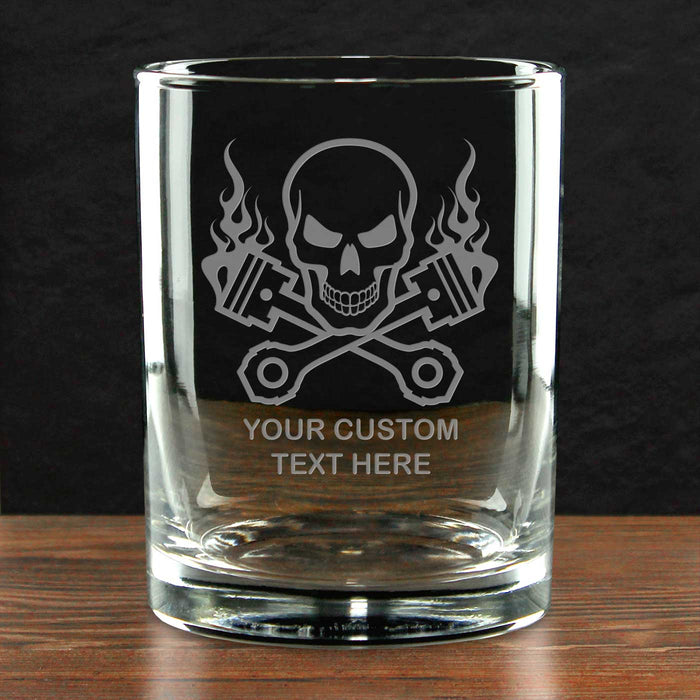Skull & Pistons Racing Personalized 14 oz. Double Old Fashioned Whiskey Glass