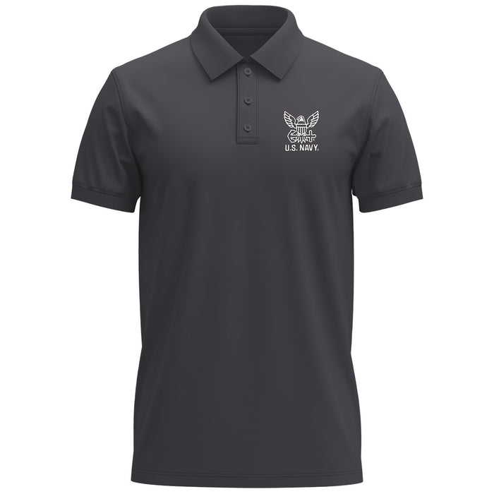US Navy Logo Embroidered Polo Charcoal