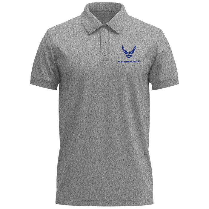 US Air Force Logo Embroidered Polo Heather