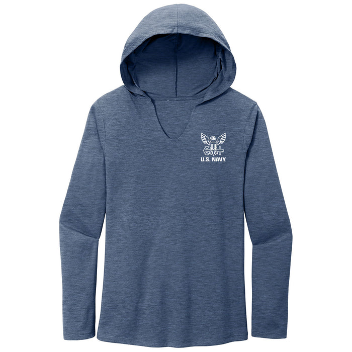 US Navy Logo Women's Hooded Long Sleeve Tee