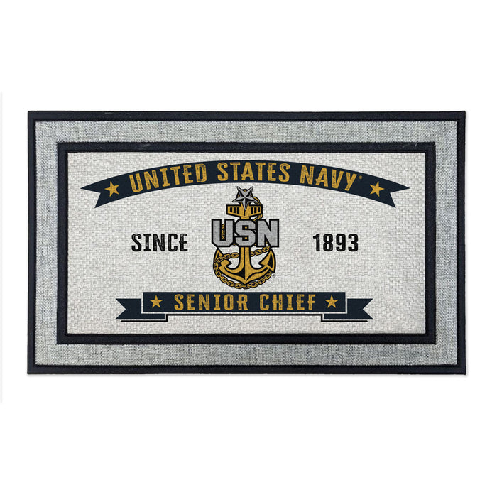 US Navy Senior Chief Petty Officer SCPO - 18 x 30 inch Color Doormat - 7.62 Design