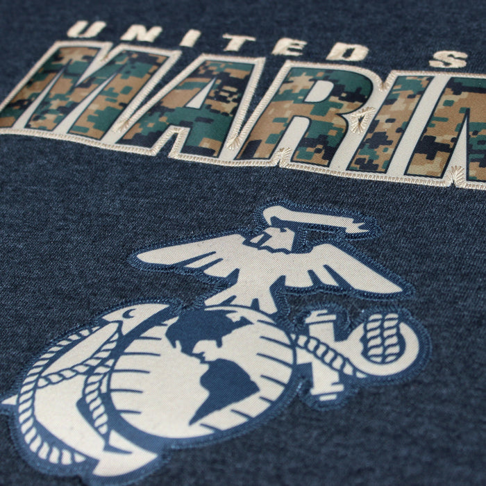 USMC MARPAT Camo Text Applique Heather Black Unisex Hoodie