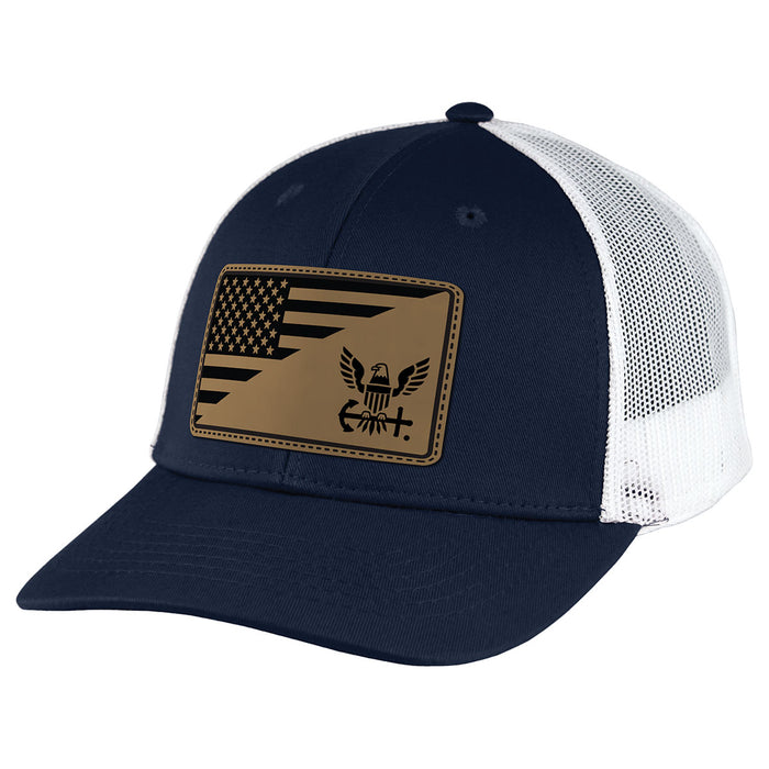 U.S. Navy Split Flag Patch Trucker Hat by 7.62 Design