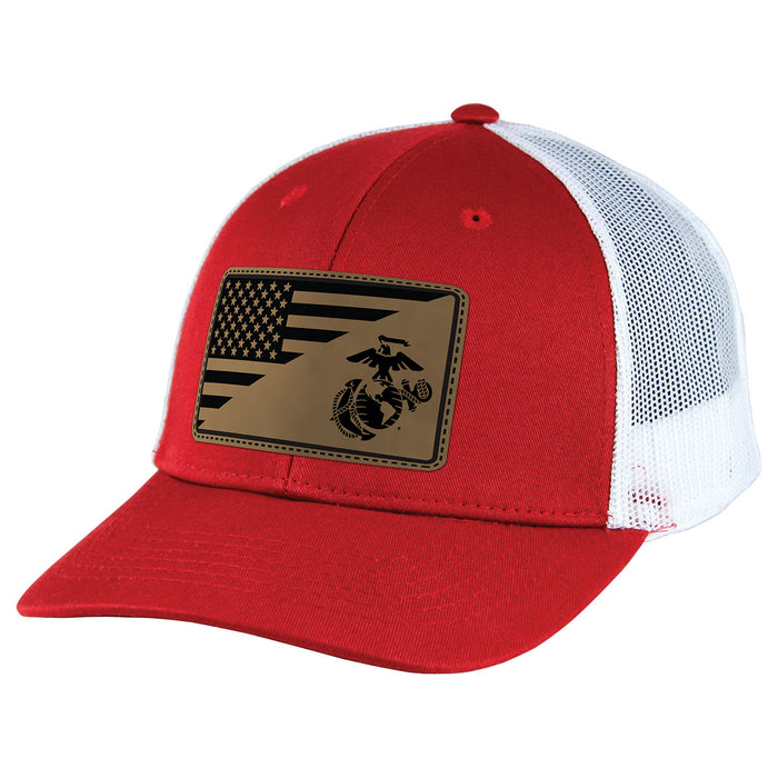 U.S. Marine Corps Split Flag Patch USMC Trucker Hat by 7.62 Design