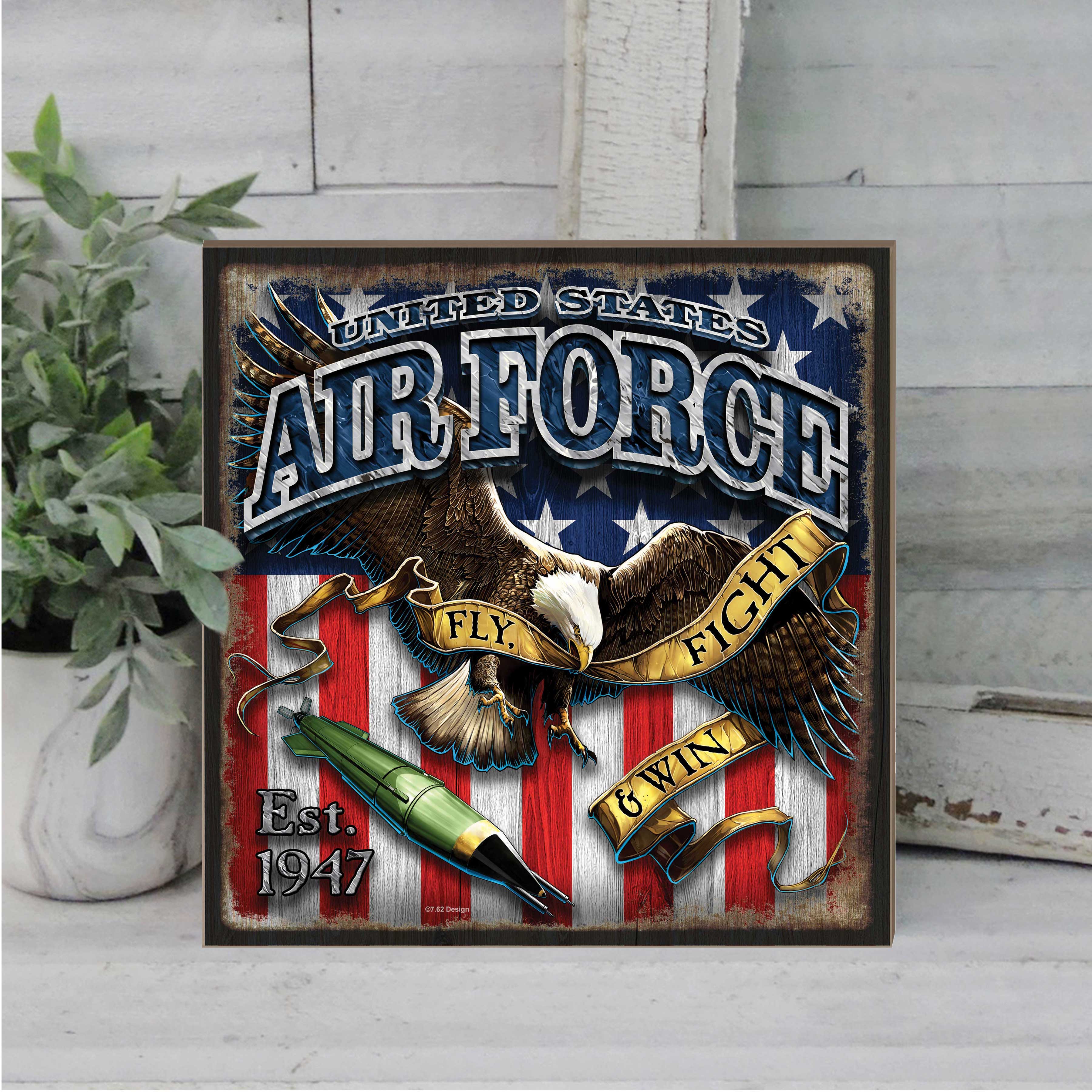 USAF Fighting Eagle 10 x 10 inch Wall Sign — 7.62 Design