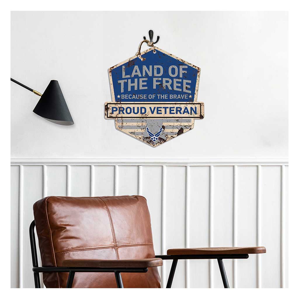 米軍放出品 EXIT サイン インテリア 100v 米軍基地 USAF U.S. Air Force Land of the Free Veteran Rustic Badge 20 x 20 inch Sign