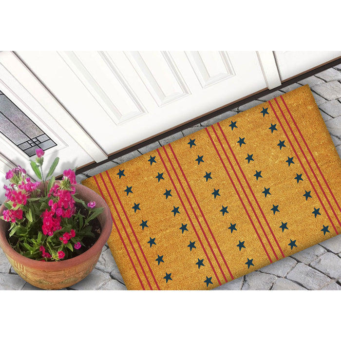 Star & Stripes 18 x 30 inch Coir Doormat - Made in the USA