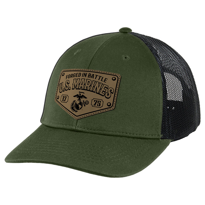 USMC Forged In Battle Patch Trucker Hat