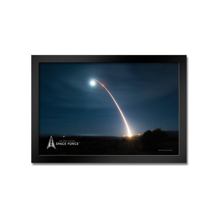U.S. Space Force Full Moon Rocket Launch Framed Print