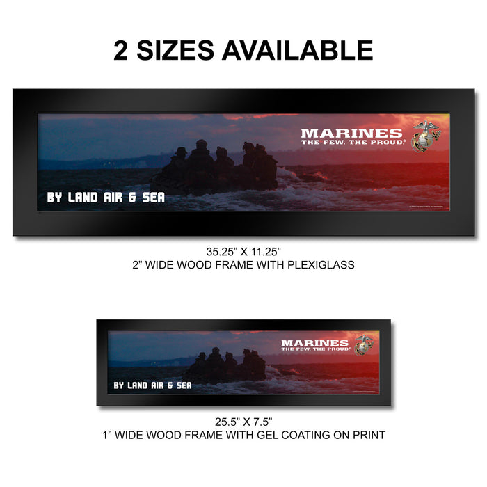 U.S. Marine Corps Sunset Raft Launch Framed Print