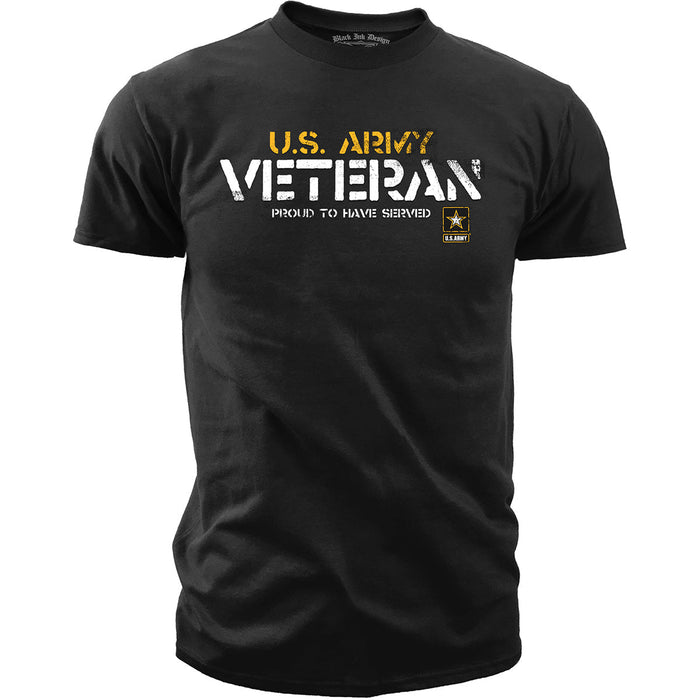 US Army Veteran Proud to Have Served - Black Ink Mens T-Shirt OG