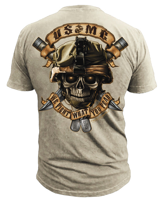 USMC We Fight What You Fear Men's T-Shirt Tan