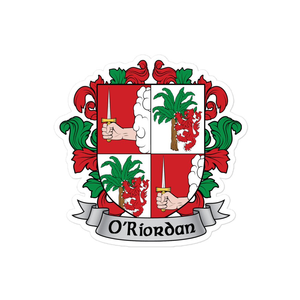 O'Riordan Irish Family Coat of Arms Sticker — 7.62 Design