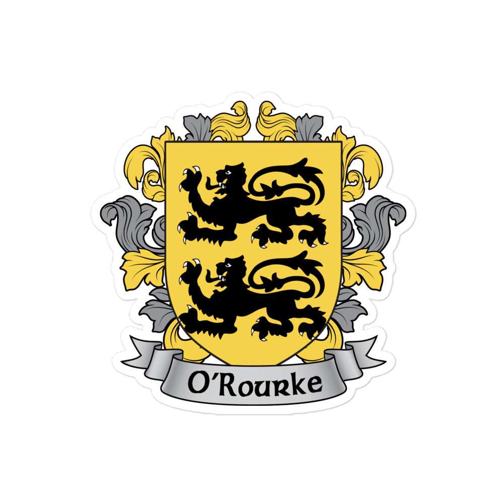 O'Rourke Irish Family Coat of Arms Sticker — 7.62 Design
